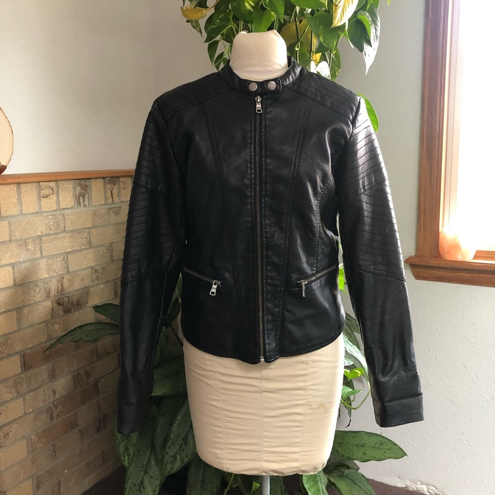 Xhilaration Faux Leather Collarless Jacket